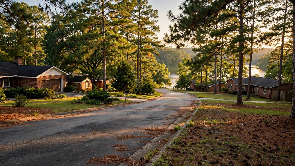 Residential street near Lake Allatoona in Acworth, GA