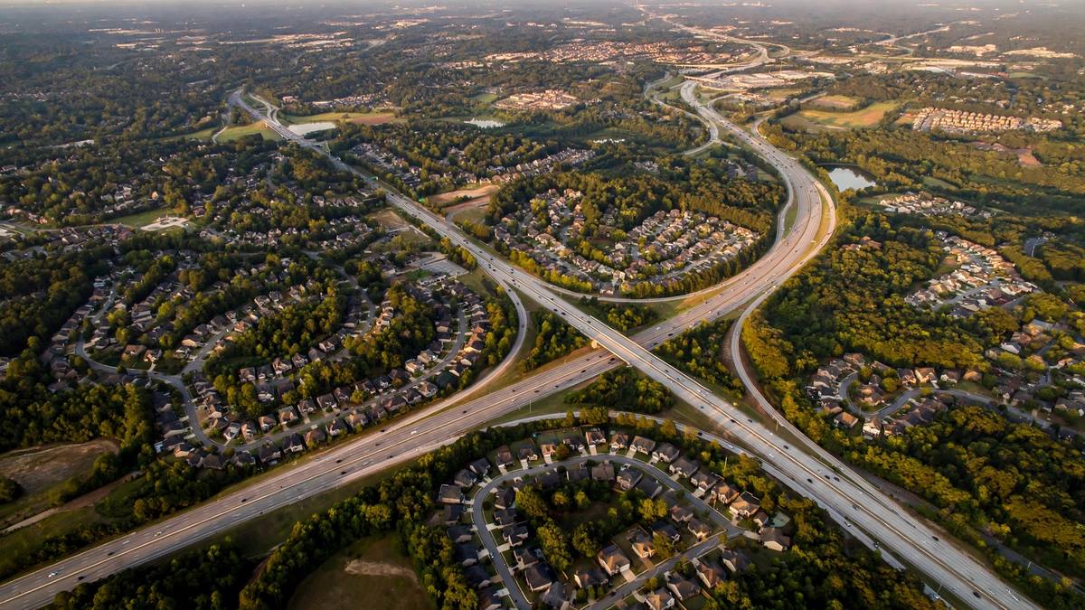 Atlanta metro suburban neighborhoods from above