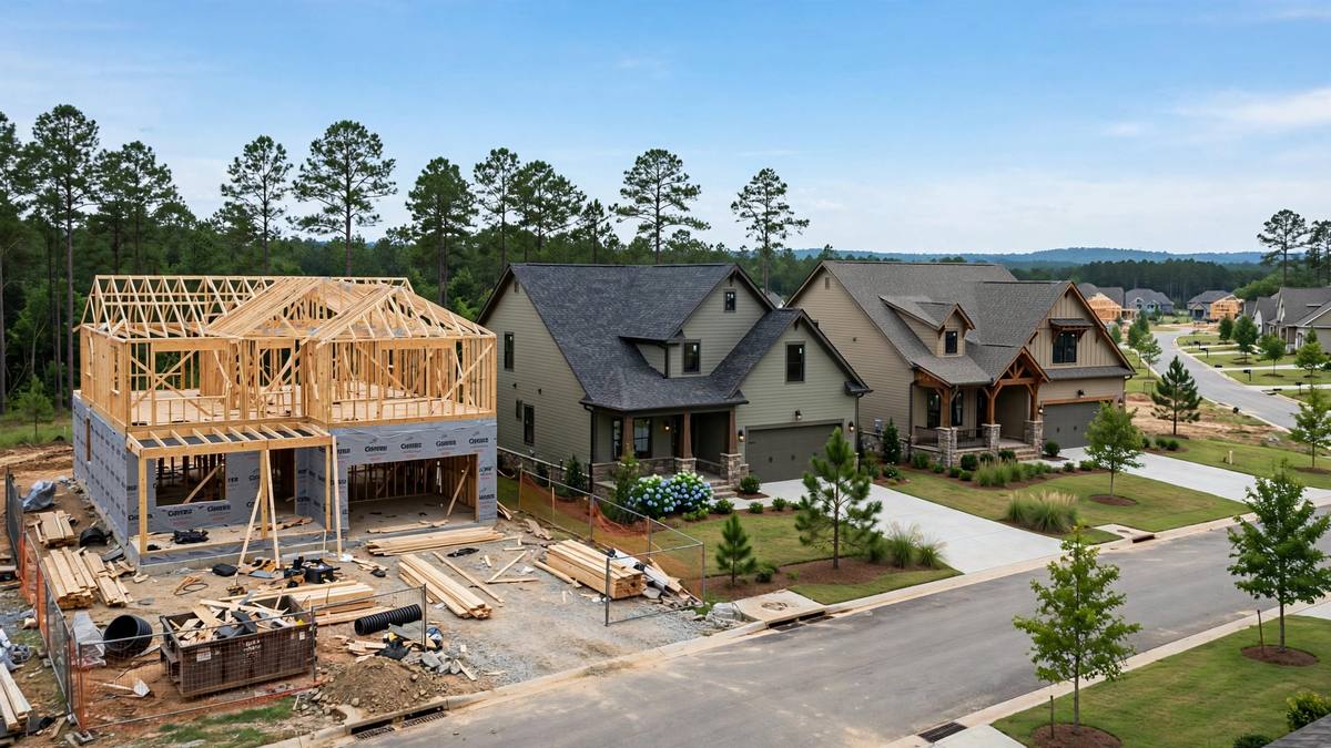 Growing suburban neighborhood in Woodstock, GA